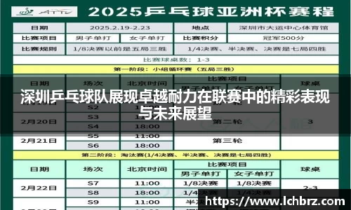 深圳乒乓球队展现卓越耐力在联赛中的精彩表现与未来展望
